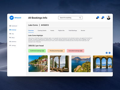 Ntravel: Streamlined Booking Admin Dashboard dashboard travel ui ux visual design web design