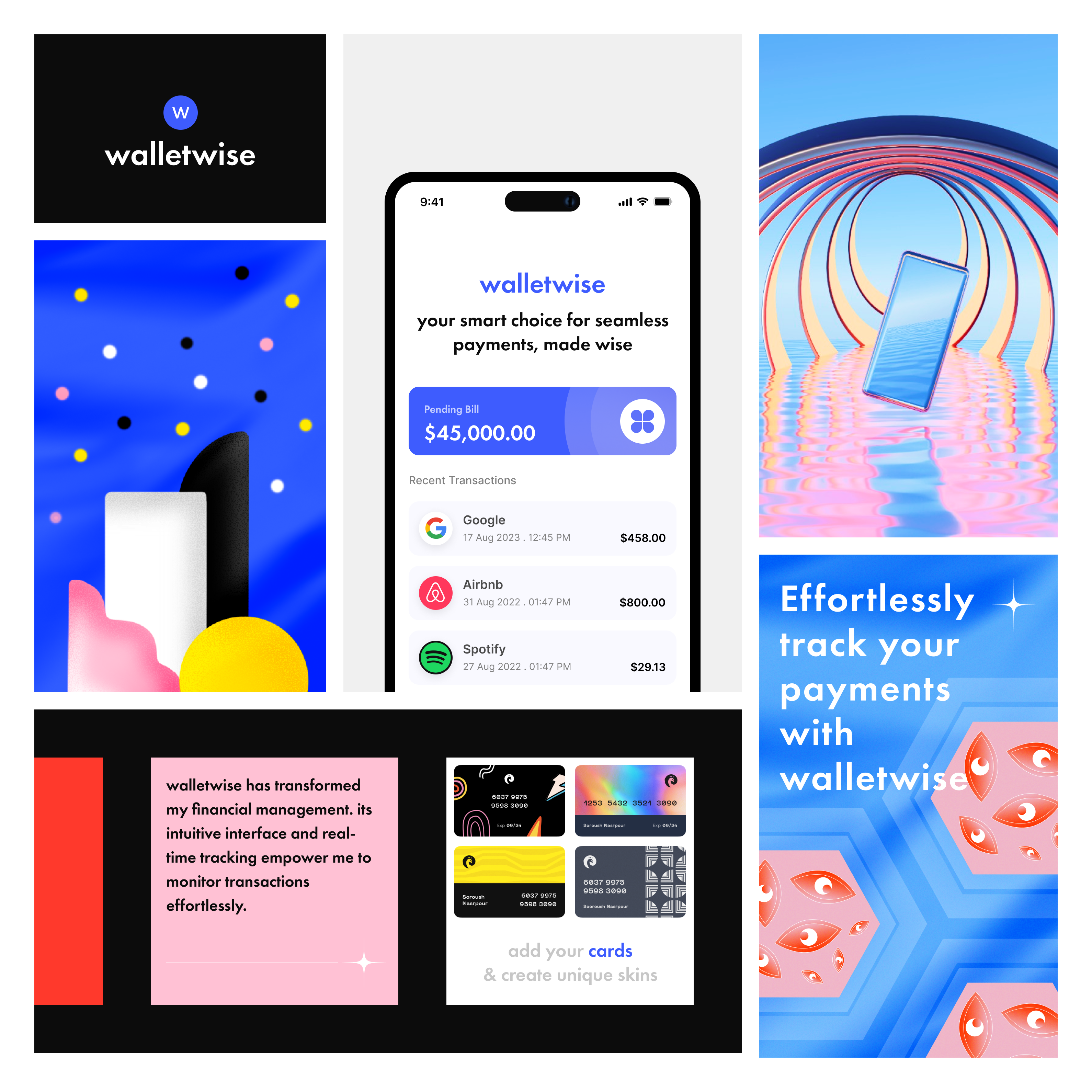 WalletWise - your smart choice for seamless payments, made wise 3d branding graphic design logo motion graphics ui