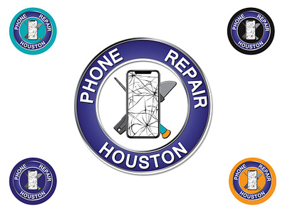 Phone Repair Houston Logo blue branding cyrcle logo freelancer graphic design graphic designer houston illustrated logo illustration logo logo design phone repair logo tools logo
