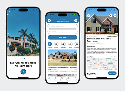 House Rental Mobile App apartment app design design house house rent app house rental interface mobile application mobile ui property property management real estate real estate agency real estate design rent rent app rental app ui ux villa