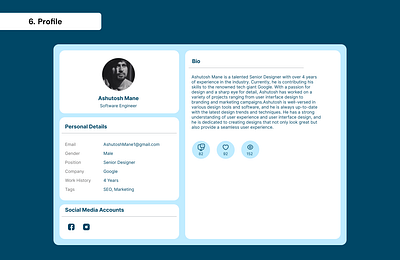 Daily UI Day 06 - Profile page 100 days ui daily ui day 6 graphic design profile ui