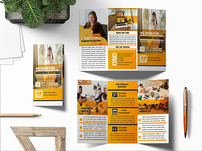 Corporate trifold brochure design advertisement brochure brand identity branding brochure brochure template business corporate corporate branding corporate identity design graphic design illustration magazine newsletter poster print print brochure trifold typography vector