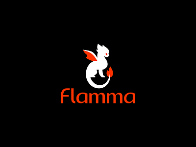 Flamma branding character cute dragon logo