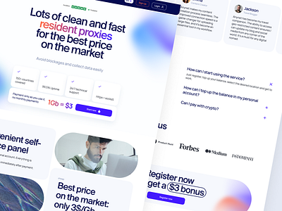 Anynet — another but better proxy service | Desktop + Mobile web adaptive blue clean desktop digital figma landing mobile proxy services startup ui web