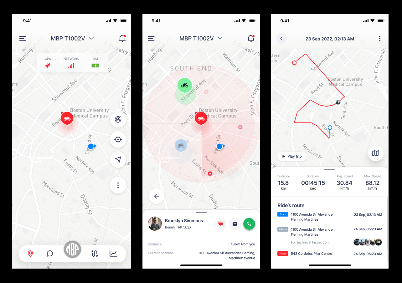Motorcycle integration app design graphic design location map map screen mobile app ui user experience user interface ux