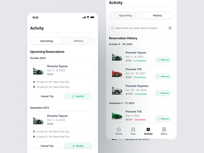 QuickRent - Car rental application activity app app design booking booking app car rental clean ui history ios app minimal design mobile mobile app product design rent a car rent car rental rental service ui design uiux