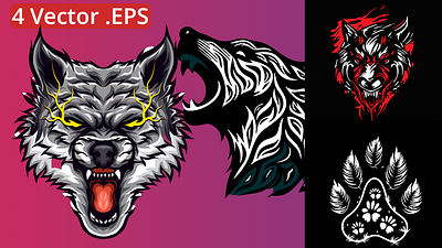 FREE VECTOR : Raging Beast: Angry Wolf Face Design freevectordownload.