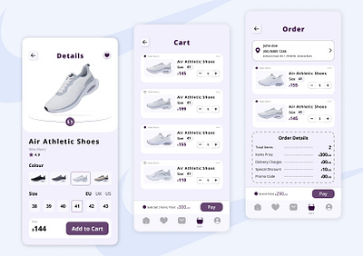 Trekist - Shoes Marketplace Mobile App add to cart add to cart screen address address screen cart detail screen details payment product details ui