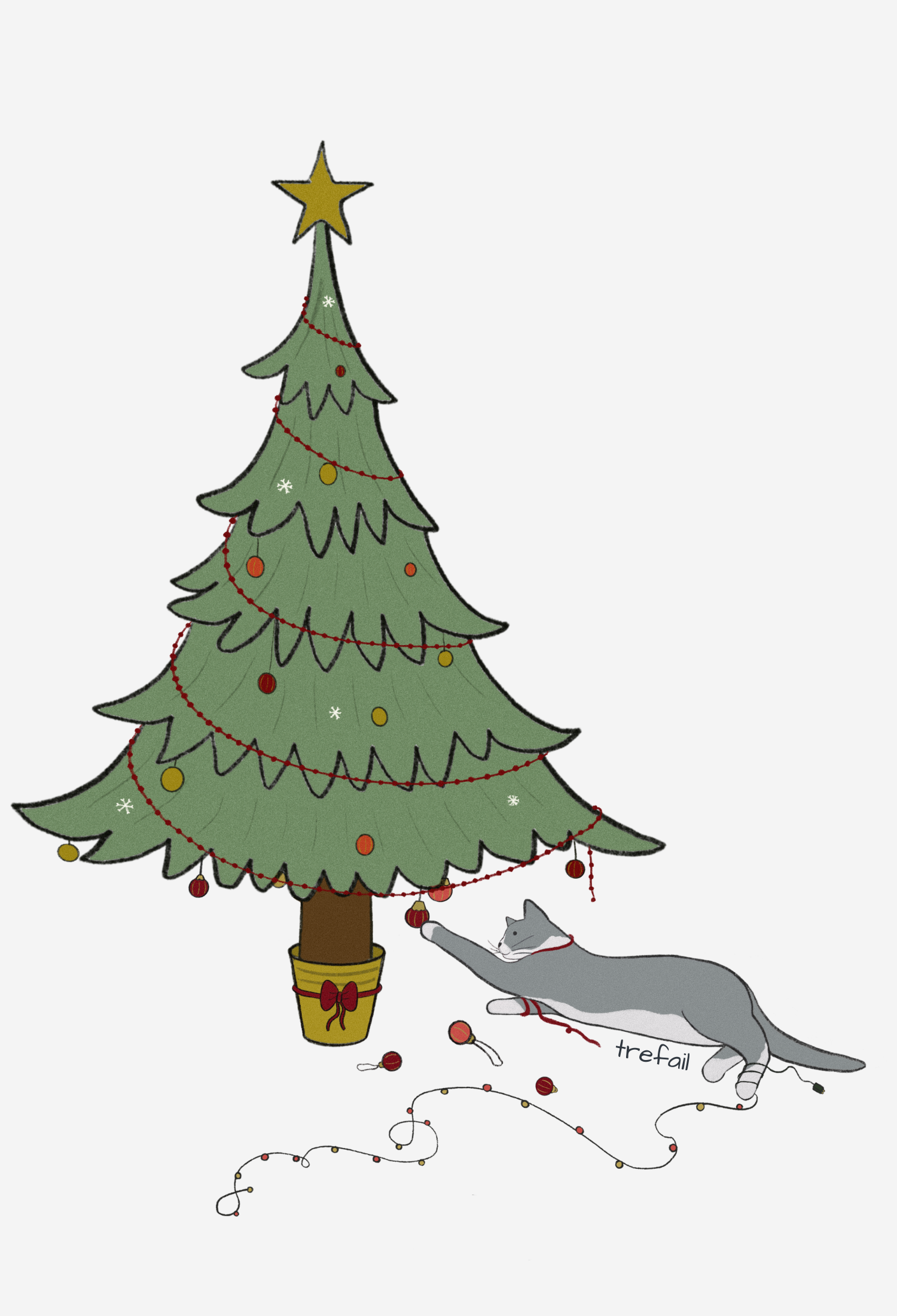 Holly Jolly Catmas cartoon cat art cat lovers christmas digital art digital illustration drawing illustration