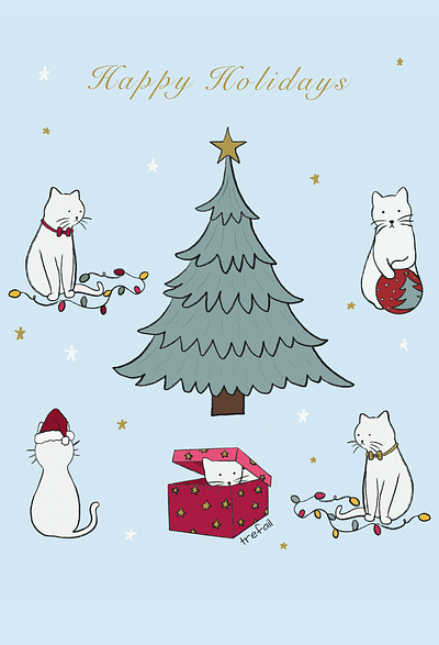 Happy Holidays Greeting Card at art cartoon cat lovers digital art digital illustration drawing graphic design greeting card illustration