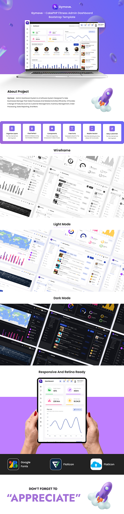 Gymove - CakePHP Fitness Admin Dashboard Bootstrap Template admin admin dashboard admin panel bodyfit bootstrap cakephp creative crossfit design fitness gym php product design template uiux website