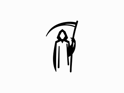 The Grim Reaper Logo branding character dead death design emblem grim horror icon illustration logo mark reaper rock scythe simple skeleton skull vector