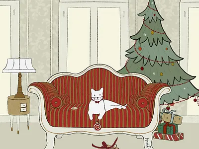 Merry Little Christmas cartoon cat lovers christmas illustration digital art digital illustration drawing greeting card illustration