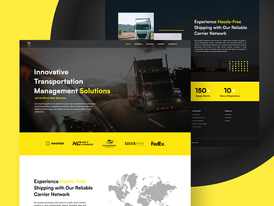 Shipment Company Website black branding logistic shipment truck ui website yellow