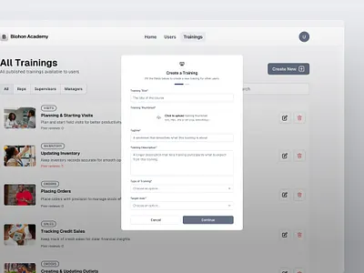 Pop Up Design for a Training App app design pop up product design ui design ux design visual design web app