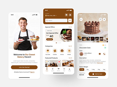 Bakery Shop App | Cake Shop App | Mobile App UI Design | Figma android app app design app designer app developer app ui design figma hire ui ux designer insightlancer ios music app music player app ui ui design uiux user experience user interface ux ux design