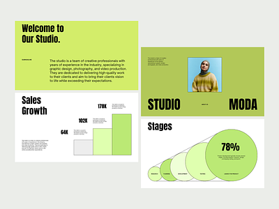 Studio Pitch Deck Exploration canva deck green keynote layout minimal pitch pitch deck powerpoint presentation slides studio