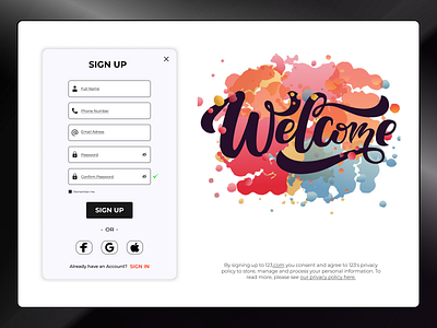 Sign Up create account design gradient interface new account pattern register register page sign up sign up form sign up page template sign up screen template ui ui design user ux ux design visual welcome