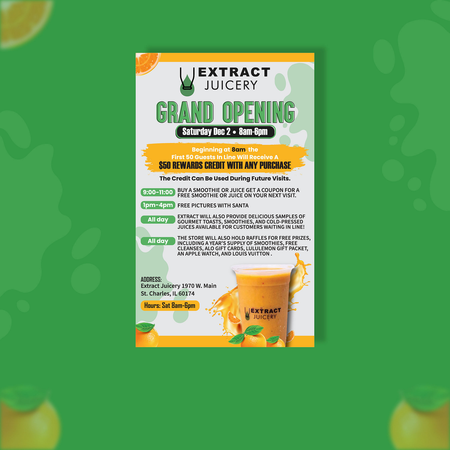 Our grand opening poster for Extract Juicery! 🍹🎉 by innovatixhub on