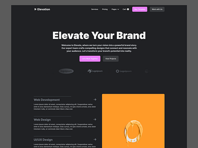 Elevation - Agency Webflow Website Template agency template clean cursor interactions dark darkmode interactions modern no code portfolio template ui uiux user experience user interface web web design webdesign webflow webflow template website website template