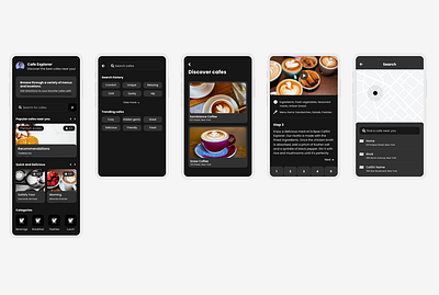 Cafe Explorer Mobile App - UI Design cafe mobile app ui design ui ux