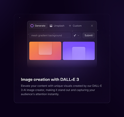 AI Image Creation 🔮✨ ai bento card feature features generate graphic design grid landing page ui web design website
