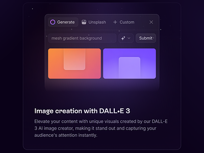 AI Image Creation 🔮✨ ai bento card feature features generate graphic design grid landing page ui web design website