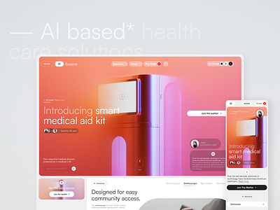 Health Product Landing Page ai ai based awsmd diagnosis health health improvement health lifestyle healthcare healthcare website hero section landing page medtech online health tracking pharmacy landing page saas startup website wellness wellness landing page wellness programs