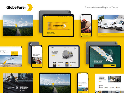 GlobeFarer - Transportation and Logistics Theme design illustration layout logo responsive template theme transportation ui ux wordpress