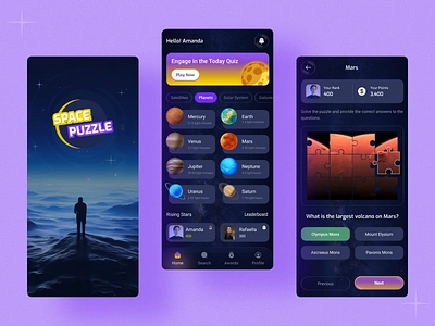 Space Puzzle🚀 android app app design application design earth ios mars mobile mobile ui planet saturn space ui universe ux