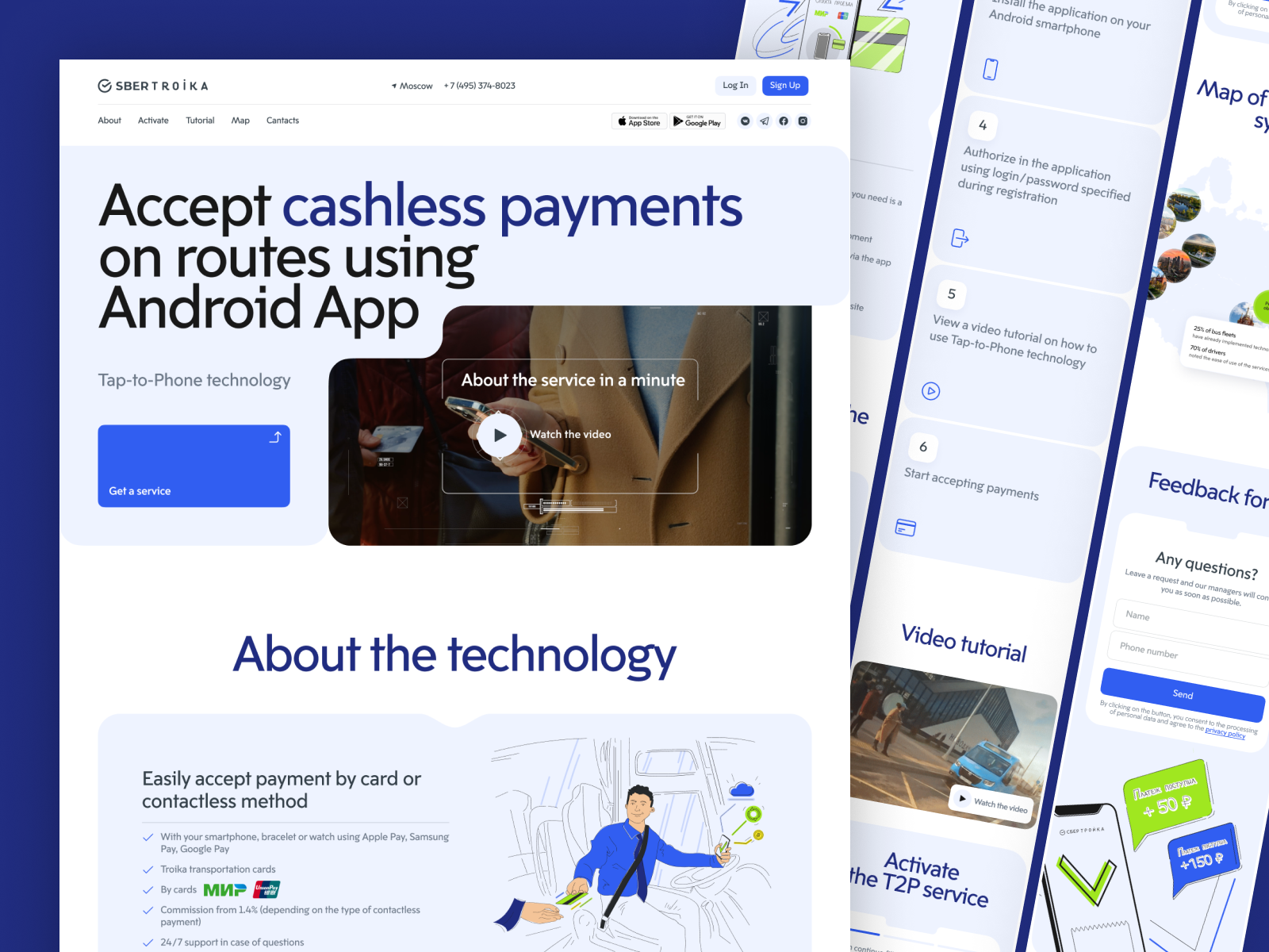 SAAS product for public transportation drivers | Desktop + Mob adaptive blue driving fintech landing mobile online product saas startup ui user friendly web page website