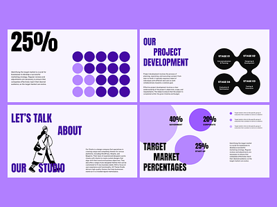 Creative Agency Pitch Deck Exploration canva illustration layout minimal modern pitch pitch deck powerpoint presentation purple slides startup studio