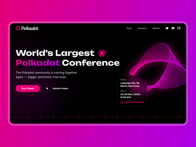 Polkadot - UX/UI Design of the Conference Landing Page conference crypto web