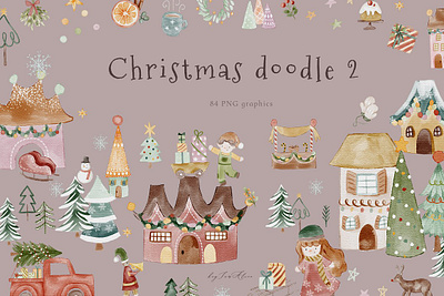 Christmas doodle 2 christmas doodle 2 noel watercolor clipart