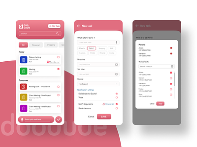 doodude - To-do list app alarm app dailytask design figma listview task todo todolist ui uiux