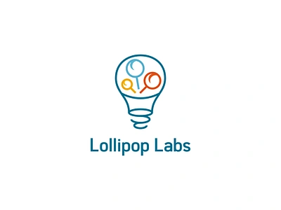 Logo proposal for Lollipop Labs innovation labs light light bulb logo logo design lollipop lollipops minimal minimalist simple simplicity