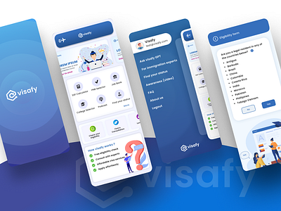 Visafy adobe photoshop app blue blue theme design figma gridview ui ui design uiux visa