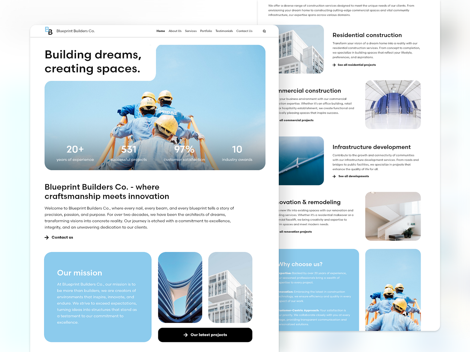 Construction website by Sarah Trummer on Dribbble