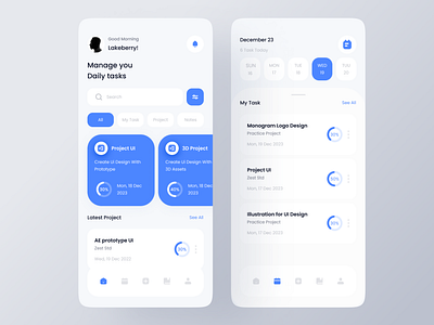 Task Management App Interface appdesign blue ios productdesign ui uiux userexperience