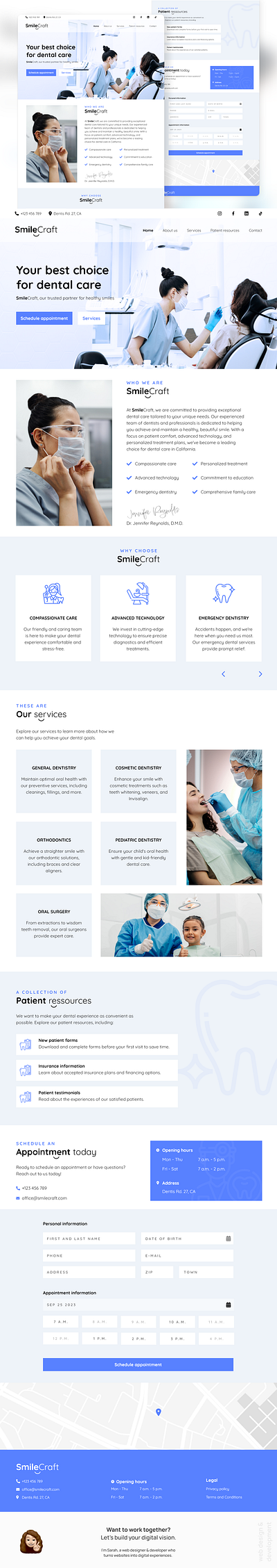 SmileCraft - a dentist office website design dailyui design graphic design screen design ui web design webdesign