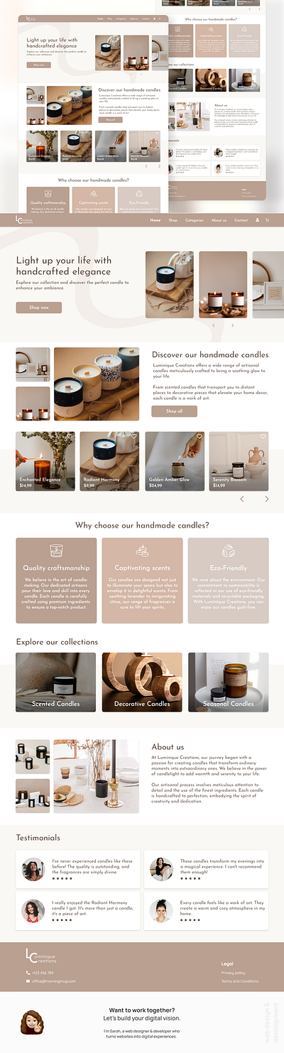 An e-commerce website for handmade candles dailyui design graphic design screen design ui web design webdesign