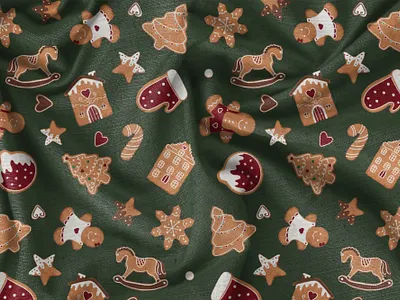 Gingerbread Cookies seamless pattern design digital art digital illustration fabric graphic design illustration pattern seamless pattern surface pattern textile wrapping paper