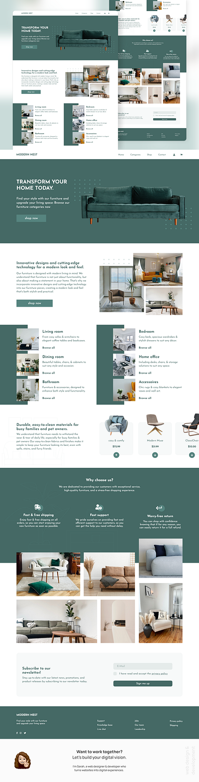 Modern Nest - an e-commerce website for a furniture vendor dailyui design graphic design screen design ui web design webdesign