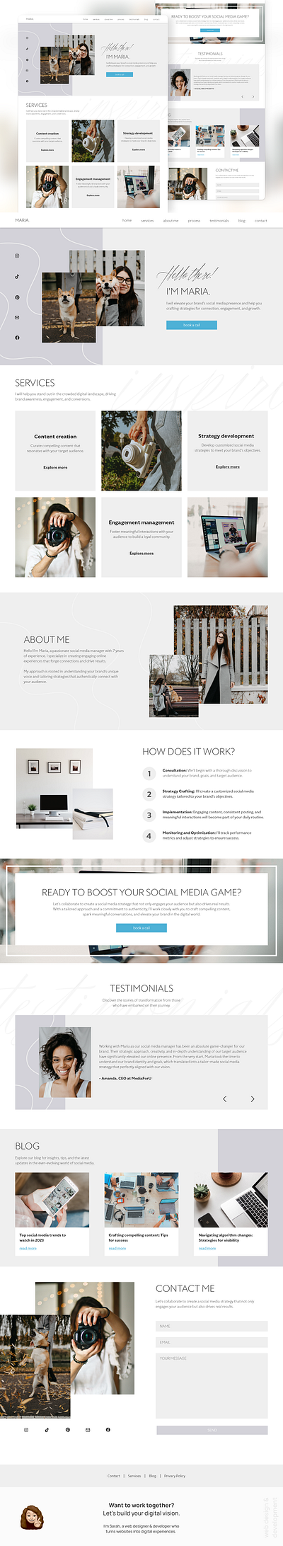 Portfolio website for a social media manager dailyui design graphic design screen design ui web design webdesign