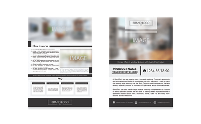 Elegant Flyer Design Template black business flyer corporate double side flyer faq layer ferdus ahmed design flyer design flyer with images graphic design gray home house light gray minimal modern renovation flyer repair simple soft gray two pages