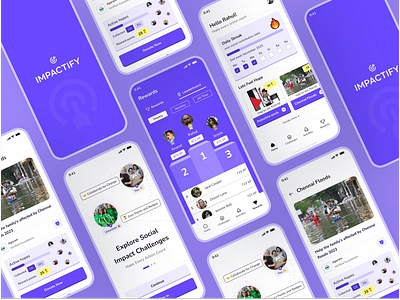 Impact Driven app - Social Impact Gamification App Design bluecolor branding colors figma gamification mobileapp socialimpactapp ui userinterface