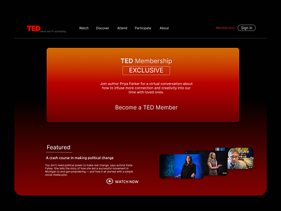 TED Website redesign inspiration red black design redesign speech ted ted.com ui video website