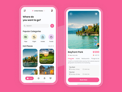 Travel App app app design booking app design home page minimal mobile mobile app mobile app design travel travel agency travel app trendy design ui ui design uiux ux