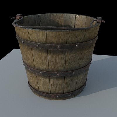 Old wooden bucket 3d 3d render archviz arnold autodesk maya product visualization substance