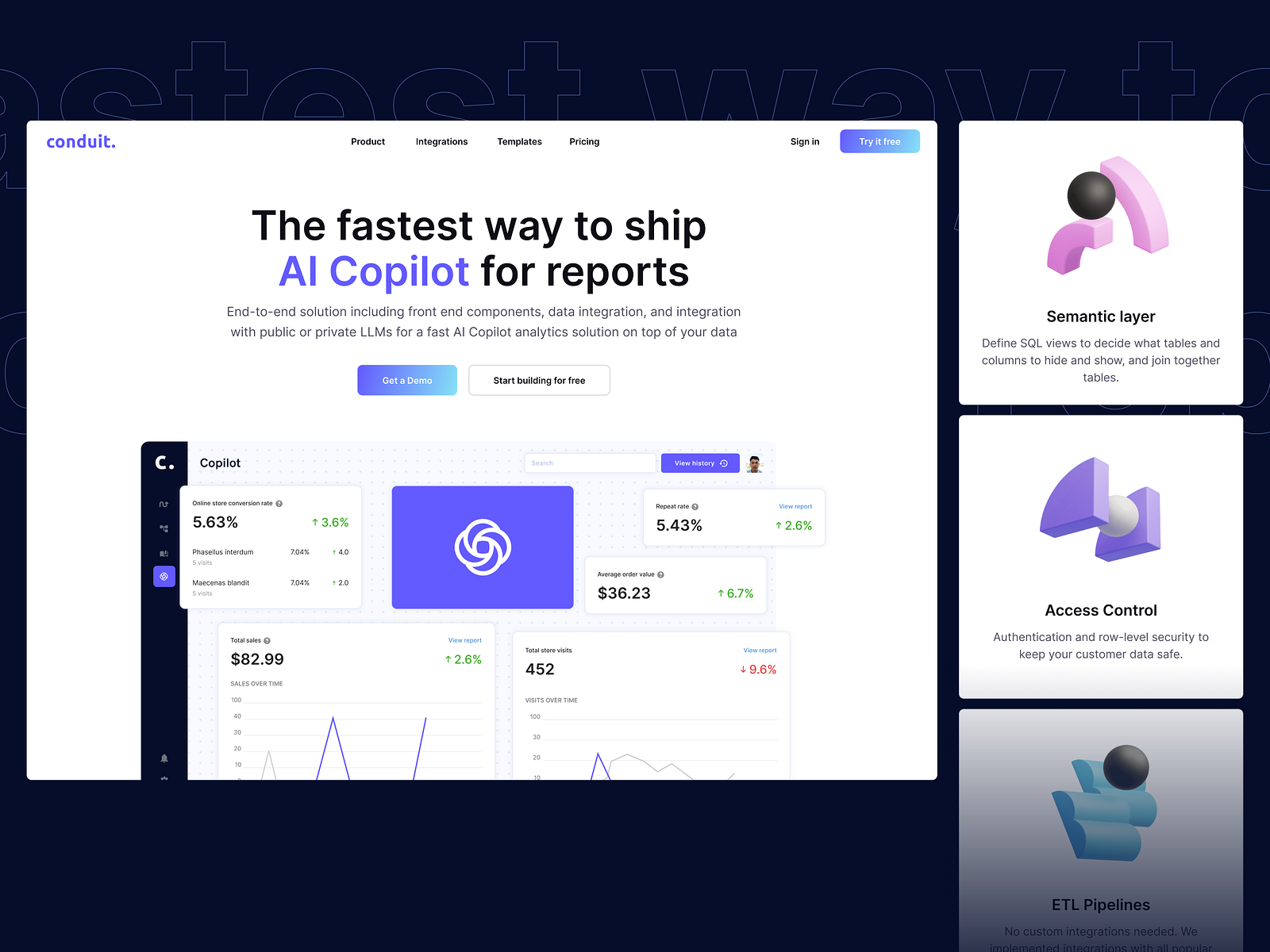 Conduit website by Elizaveta Shukhovtseva on Dribbble